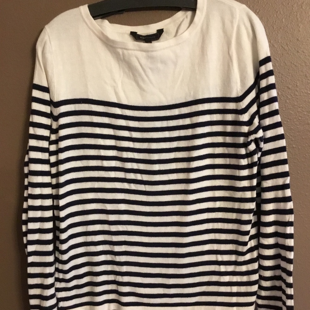 BCBG MAXAZRIA Size Large L striped sweater navy